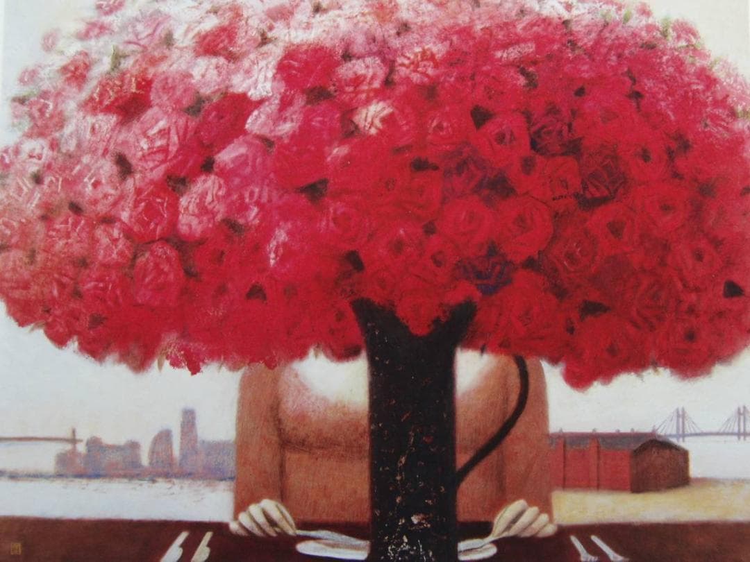 佐々木豊、【港のレストラン】、「希少な画集より、状態良好、新品高級額装付