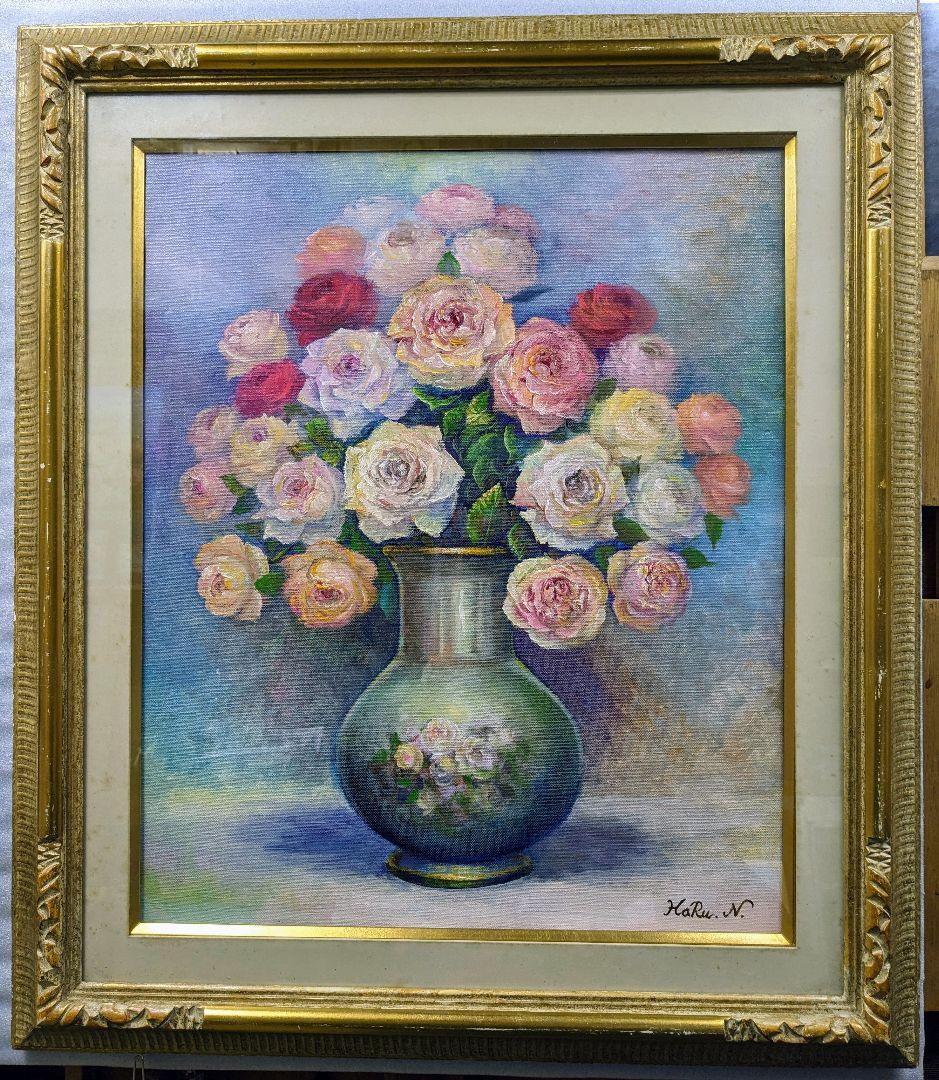 画家haru☆油彩画F12号☆薔薇☆真作、原画、一点物☆