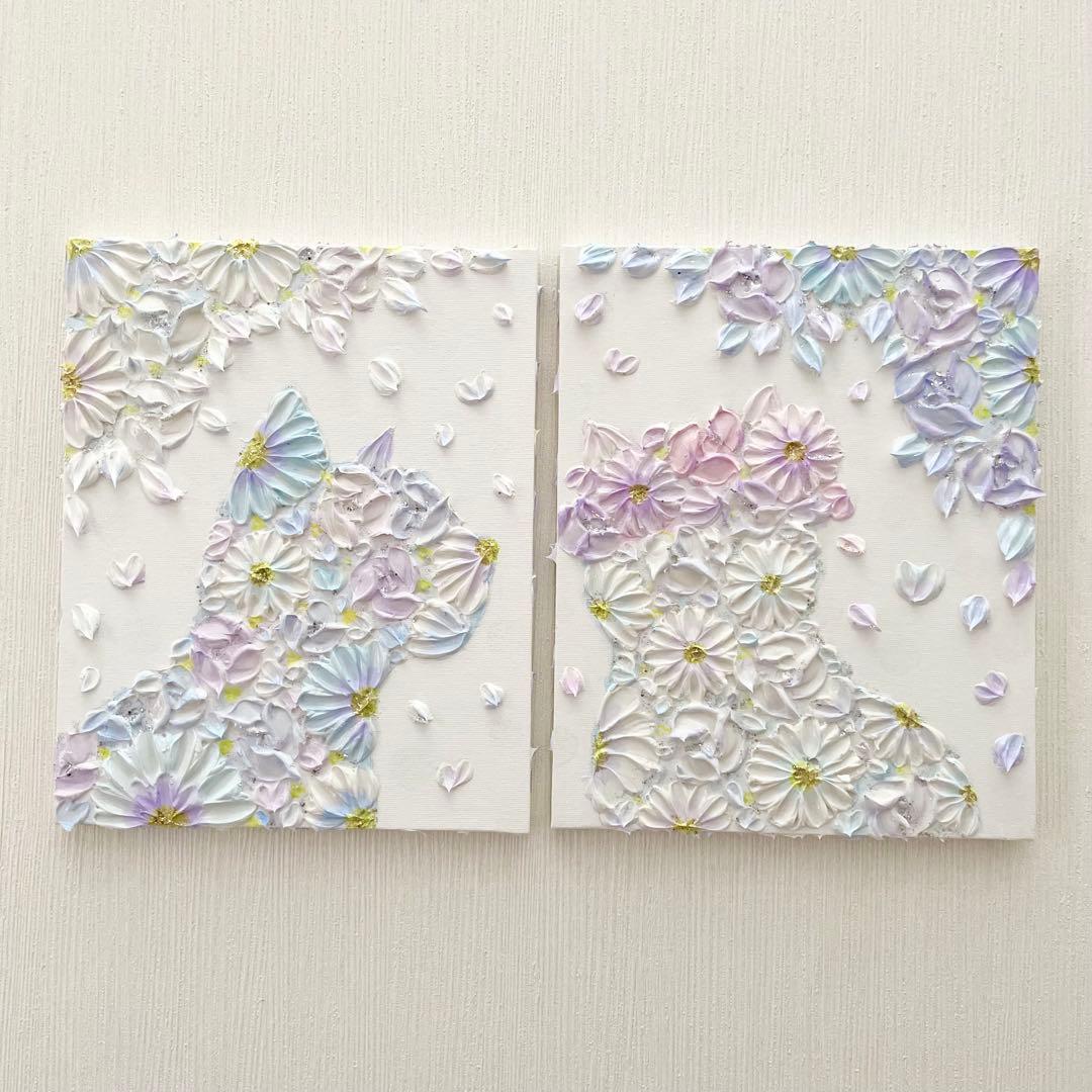 「ふたりの物語」　F3 2枚セット　テクスチャーアート　結婚祝い　記念日ギフト