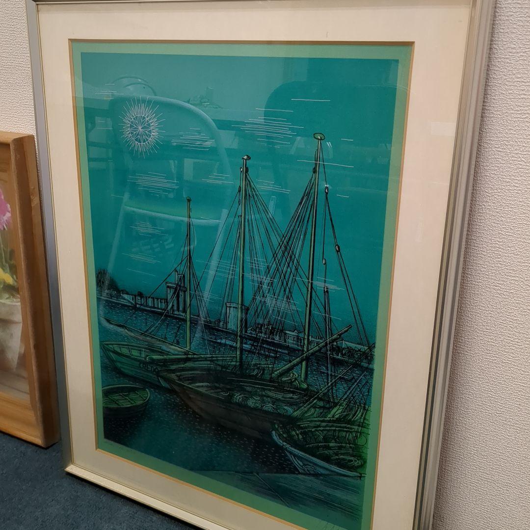 船の絵画 サイン入り