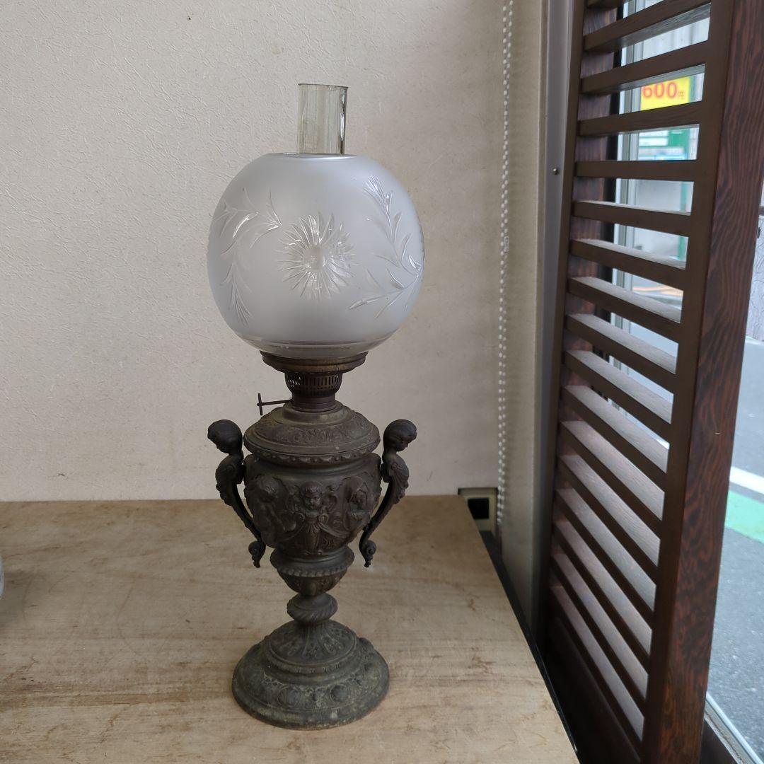 アンティーク　ランプ　ガラス　オブジェ　骨董　アルコールランプ　ディスプレイ　灯