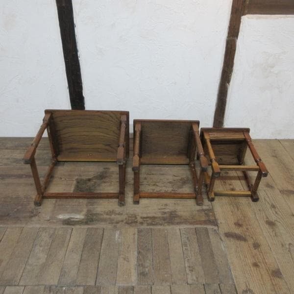 イギリス アンティーク 家具 ネストテーブル サイドテーブル 3台組 6078e