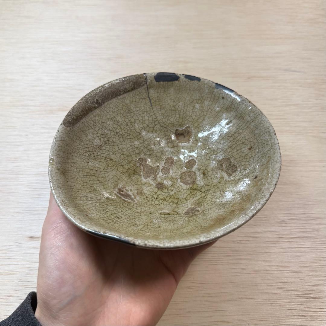 古瀬戸 灰釉 平茶碗 室町時代 茶碗 山茶碗 古美術 骨董 古美濃 古常滑 志野
