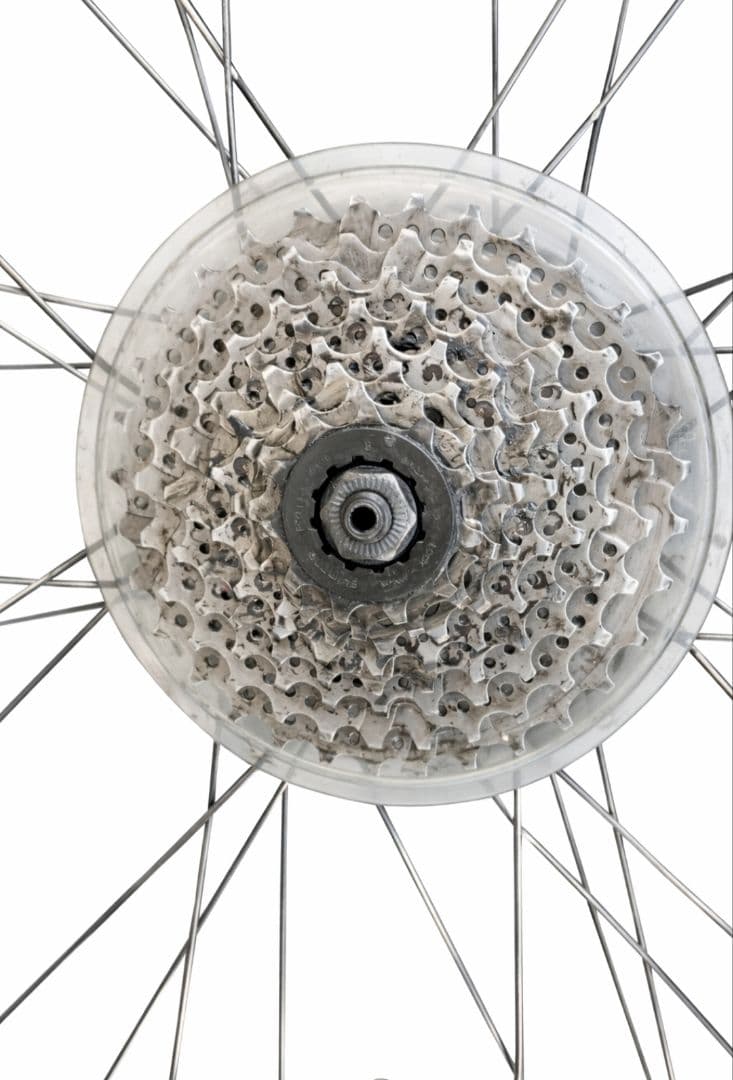 26インチ前後完組ホイール タイヤ、チューブ、ディスク前後、スプロケ付き。