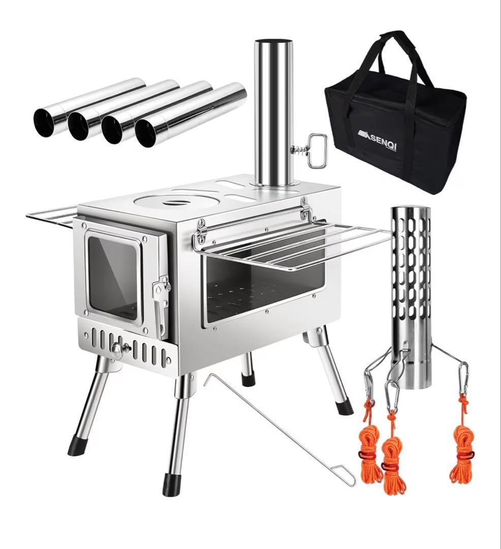 SENQI 薪ストーブ 耐熱ガラス窓付き おまけ付き