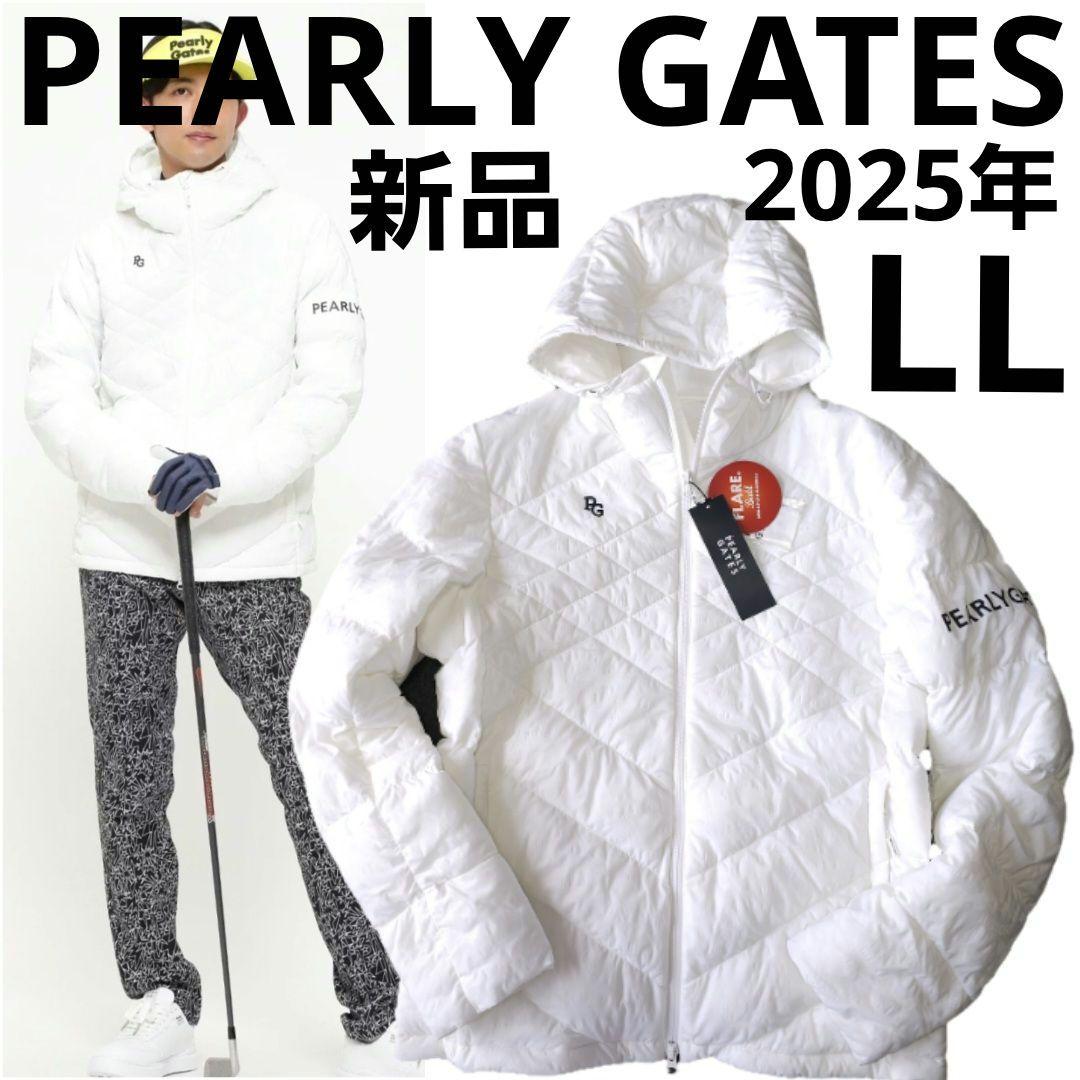 新品パーリーゲイツ】2025年Nyストレッチ中綿フーディブルゾン カモフラ白LL