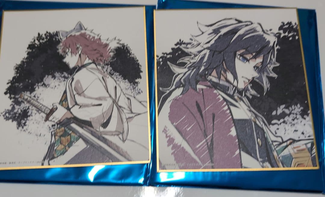 鬼滅の刃　韓国鬼滅の刃カフェ　義勇と錆兎ランダムデザイン色紙　２点セット