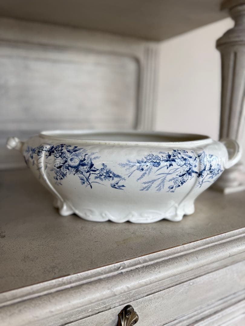 フランスアンティーク陶器クレイユモントローlinotteレアなスーピエール