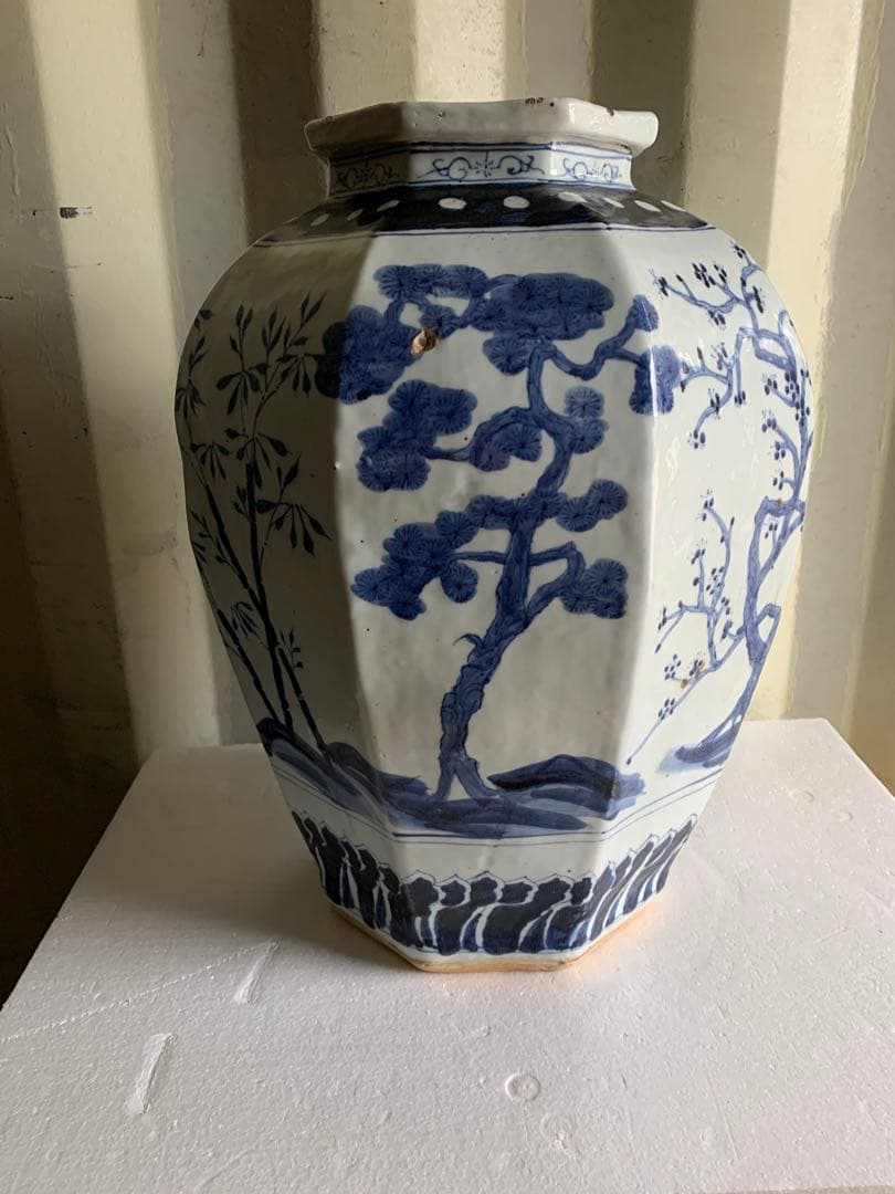 『2061』大明萬暦年製 款 染付 青華 壷 時代物