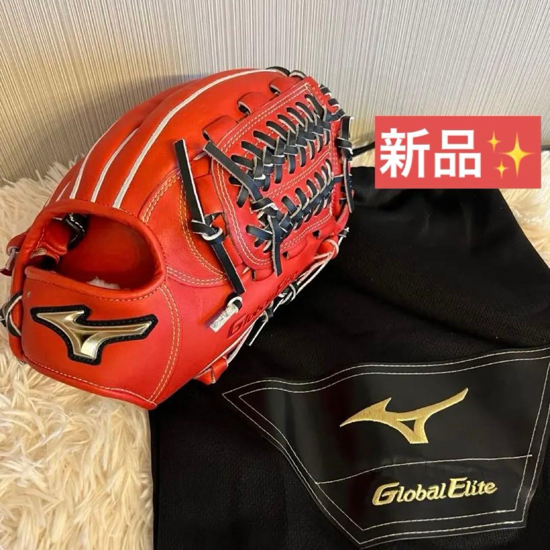 未使用 野球 硬式 グローブ 内野手 10 赤 ケース付き