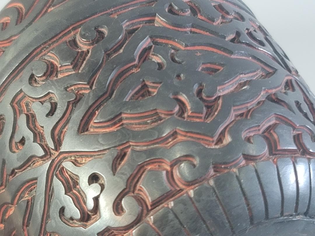 中国 堆朱堆黒 蓋物 9件 まとめて DT743