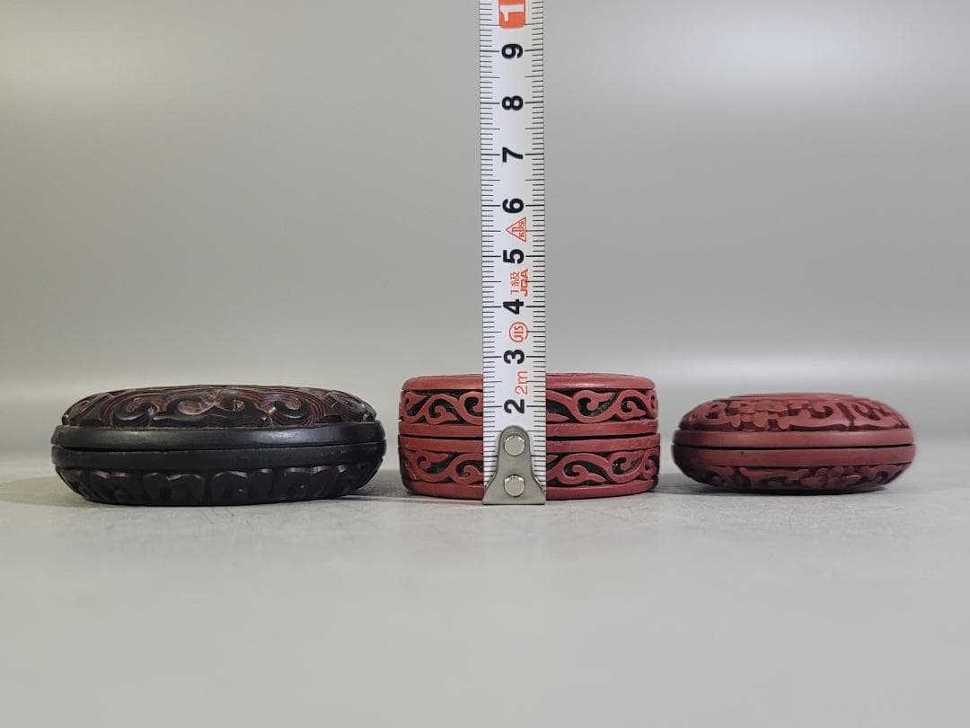 中国 堆朱堆黒 蓋物 9件 まとめて DT743