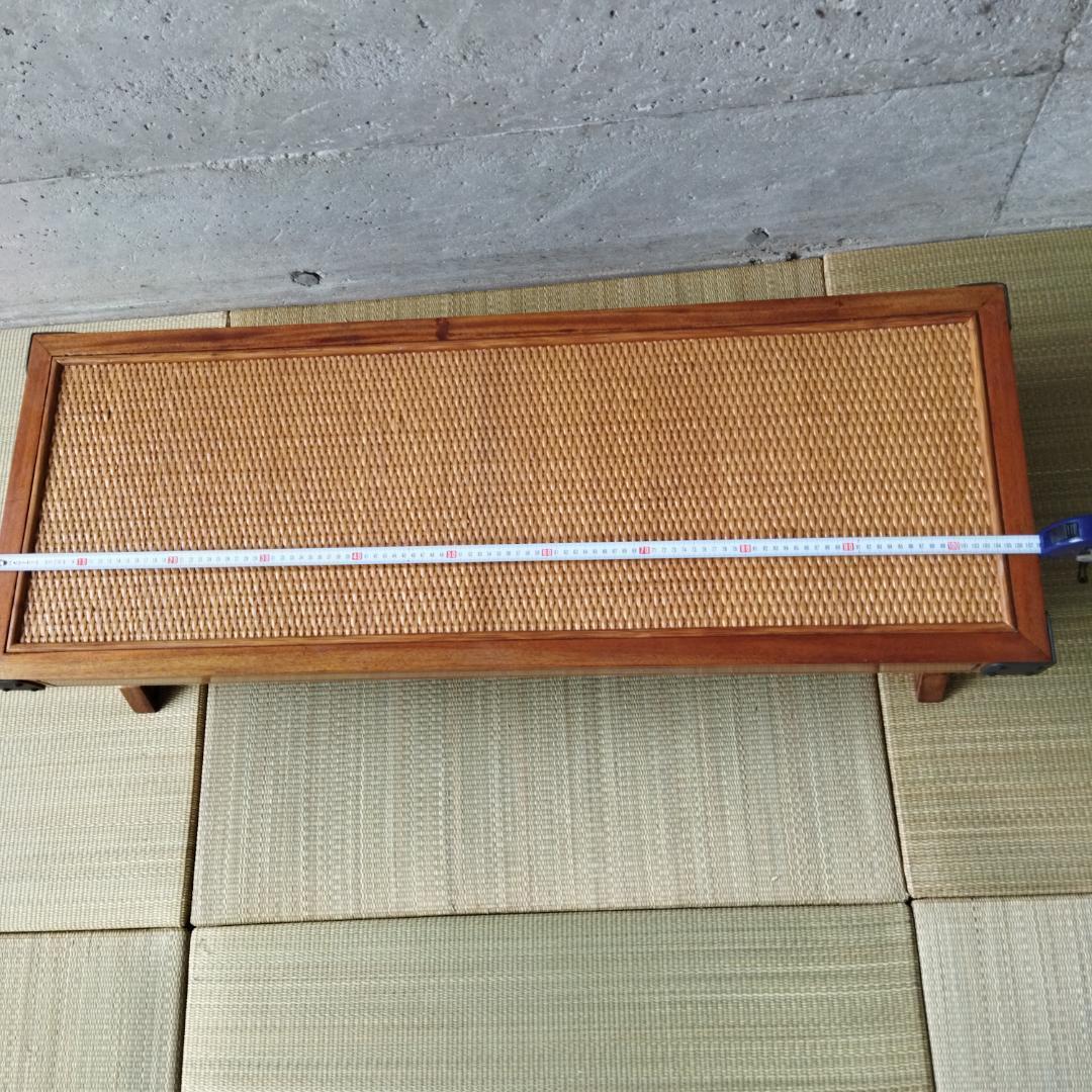 昭和レトロ ローテーブルセンターテーブル籐織りパネル付き ワークデスク 古家具