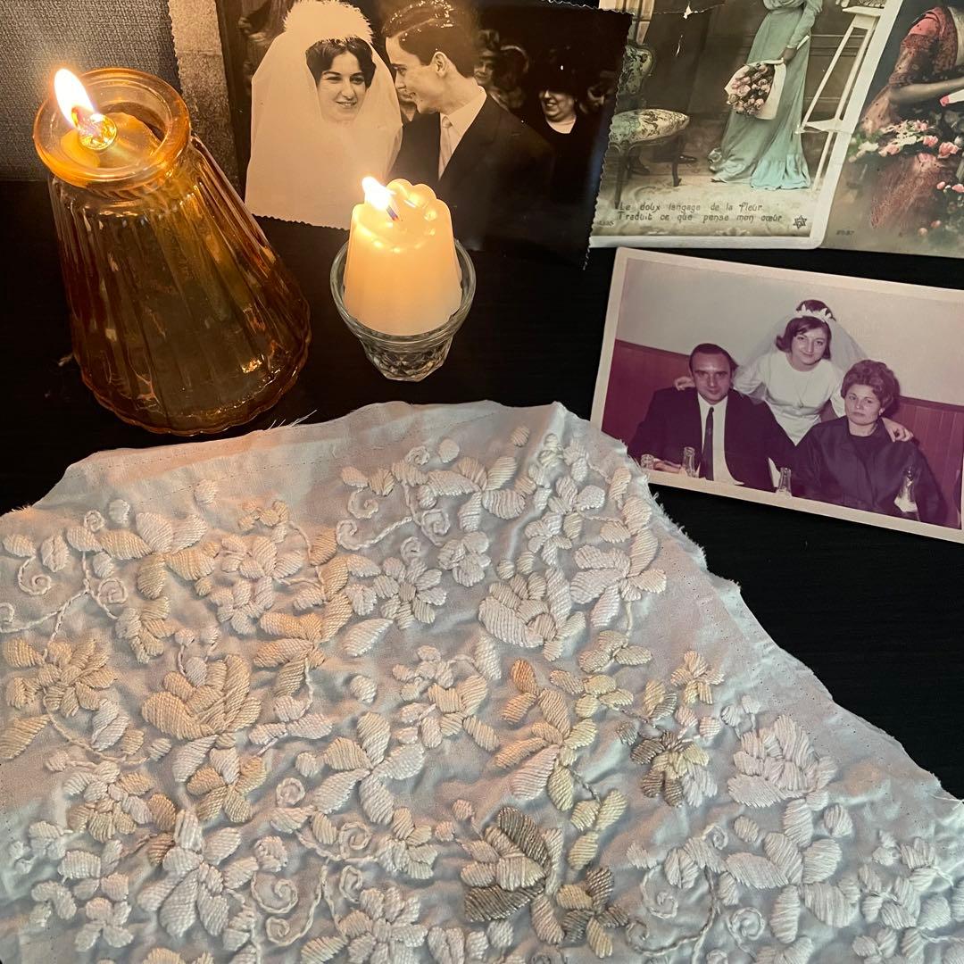 至高の手仕事/極厚立体刺繍パーツ /純白の陰影が織りなす一点モノの芸術