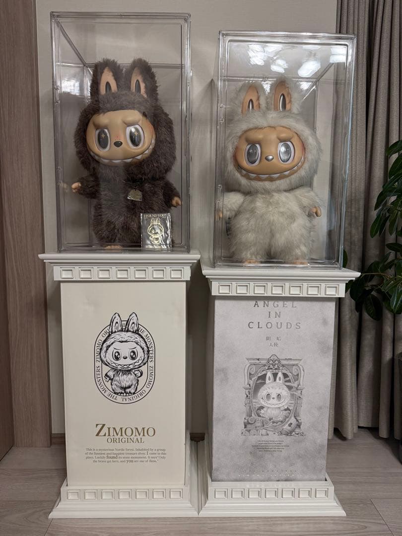 ジモモ　エンジェル　ぬいぐるみ2体＋箱＋専用土台＋ディスプレイ保護ケースセット‼︎