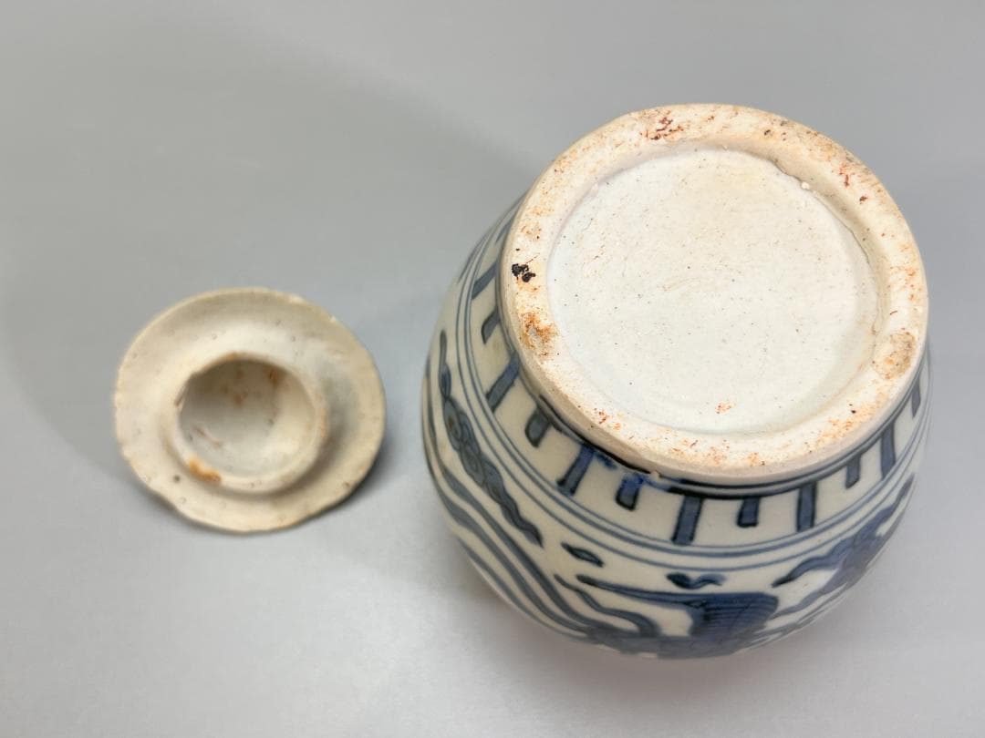 中国美術 青花鳳紋蓋罐 將軍罐 高 14.5cm 明