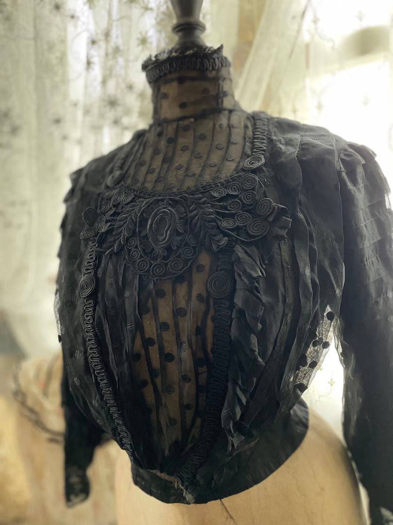 半額SALE♡ヴィクトリア朝 シルク ボディス♡ フランスアンティークブラウス