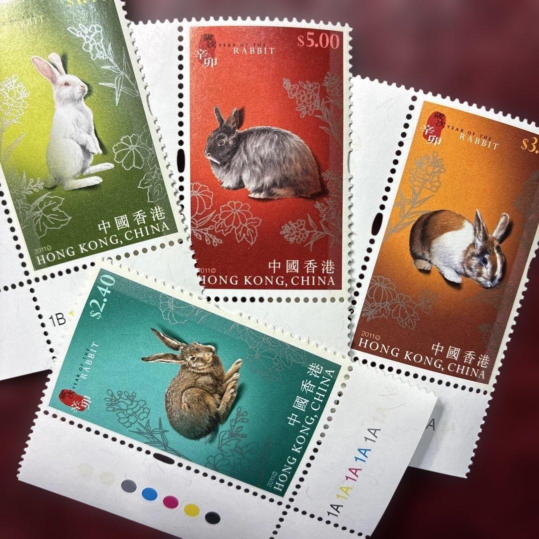 77167セール現品限　外国切手　香港発行うさぎ4種揃干支