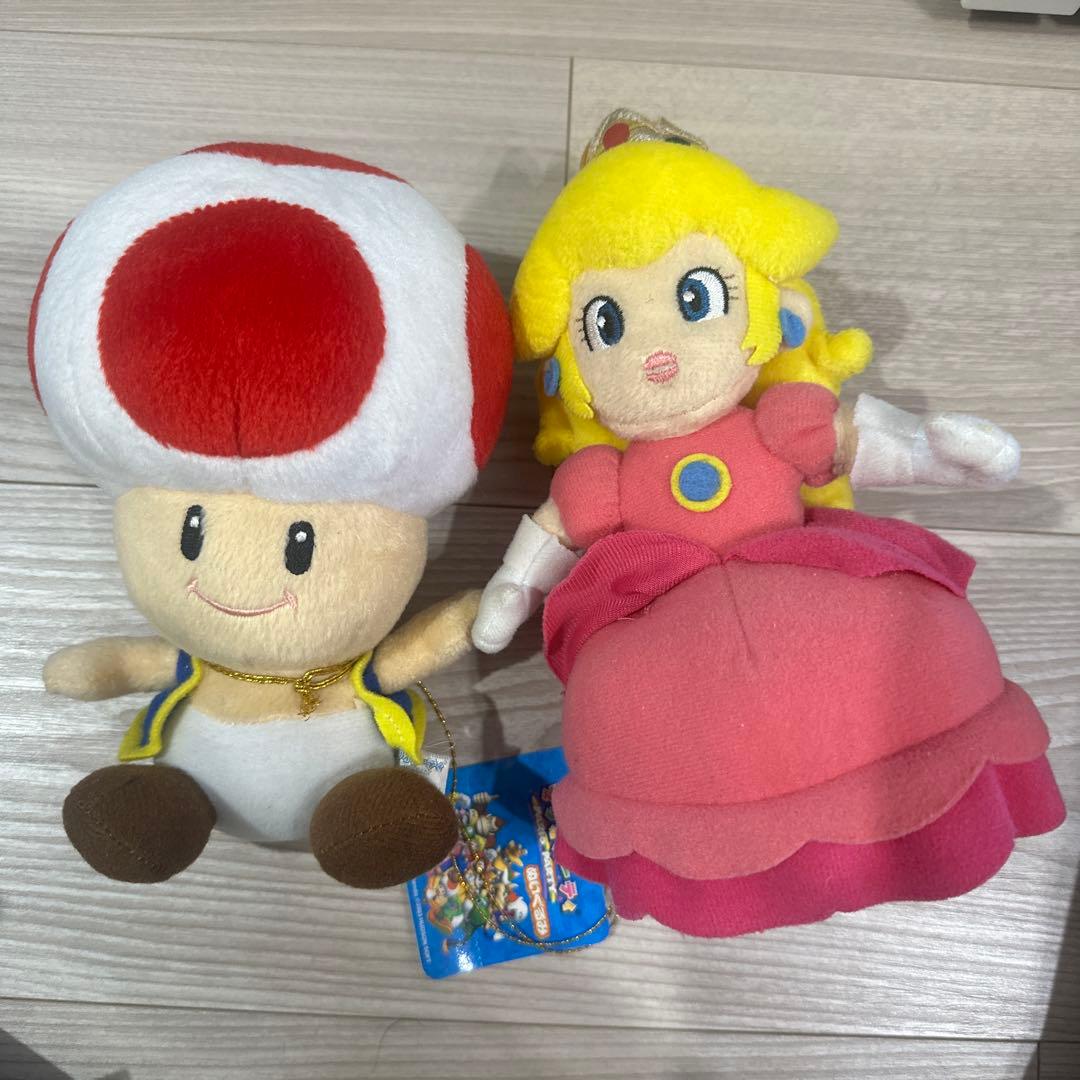【希少！】マリオパーティ5 キノピオ、ピーチ姫 ぬいぐるみ S 三英貿易