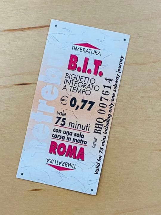 約25年前のイタリア　ローマ地下鉄  切符