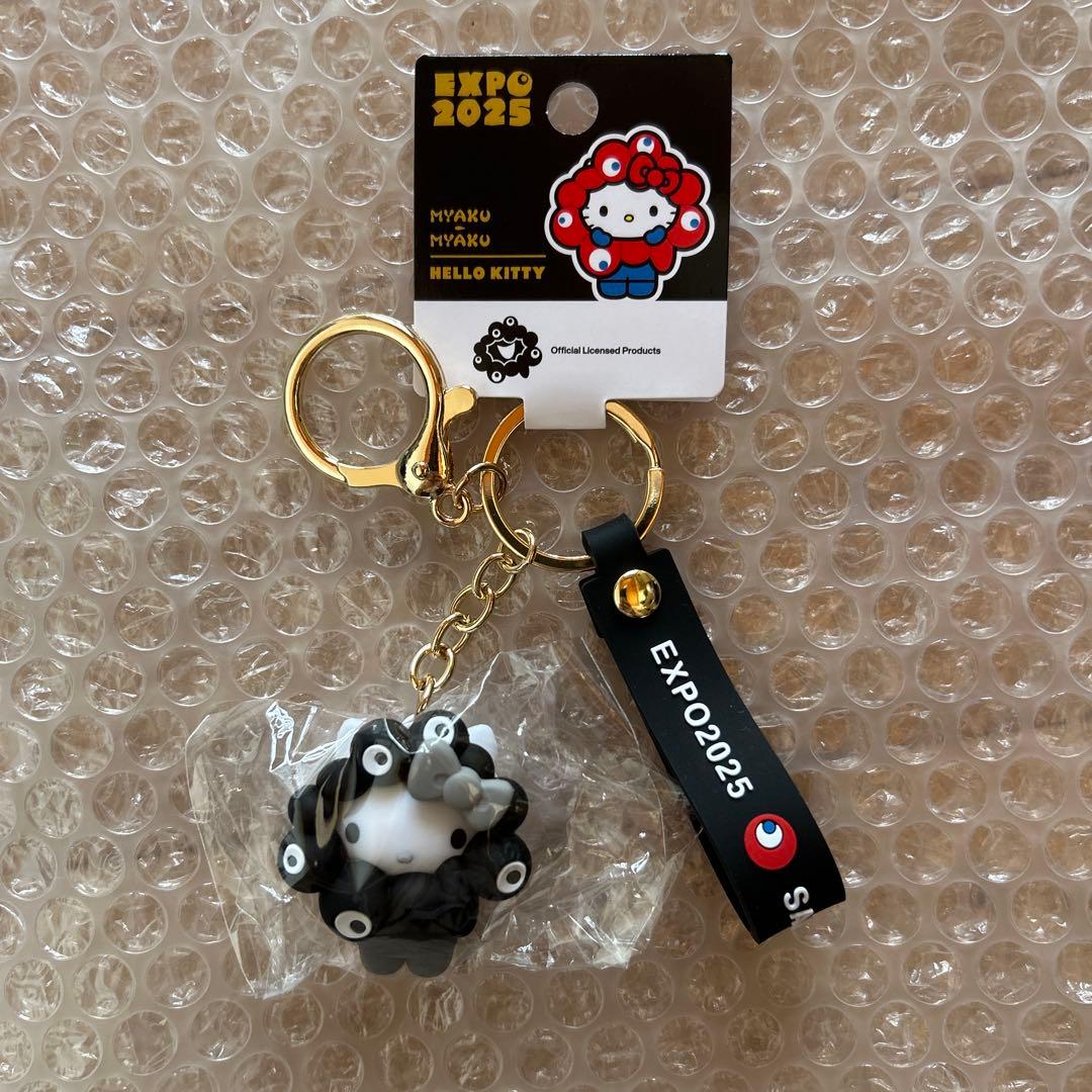 最終　ミャクミャク ラバーマスコットキーホルダー キティ　黒ミャク　新品未開封品