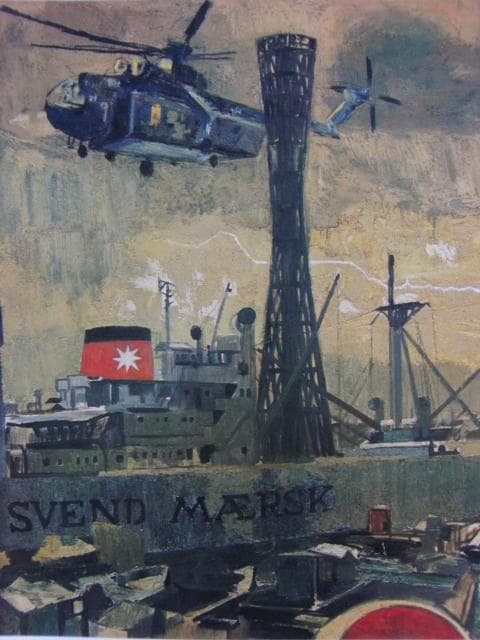 田川寛一、遠雷、希少な画集より、新品高級額・額装付、状態良好