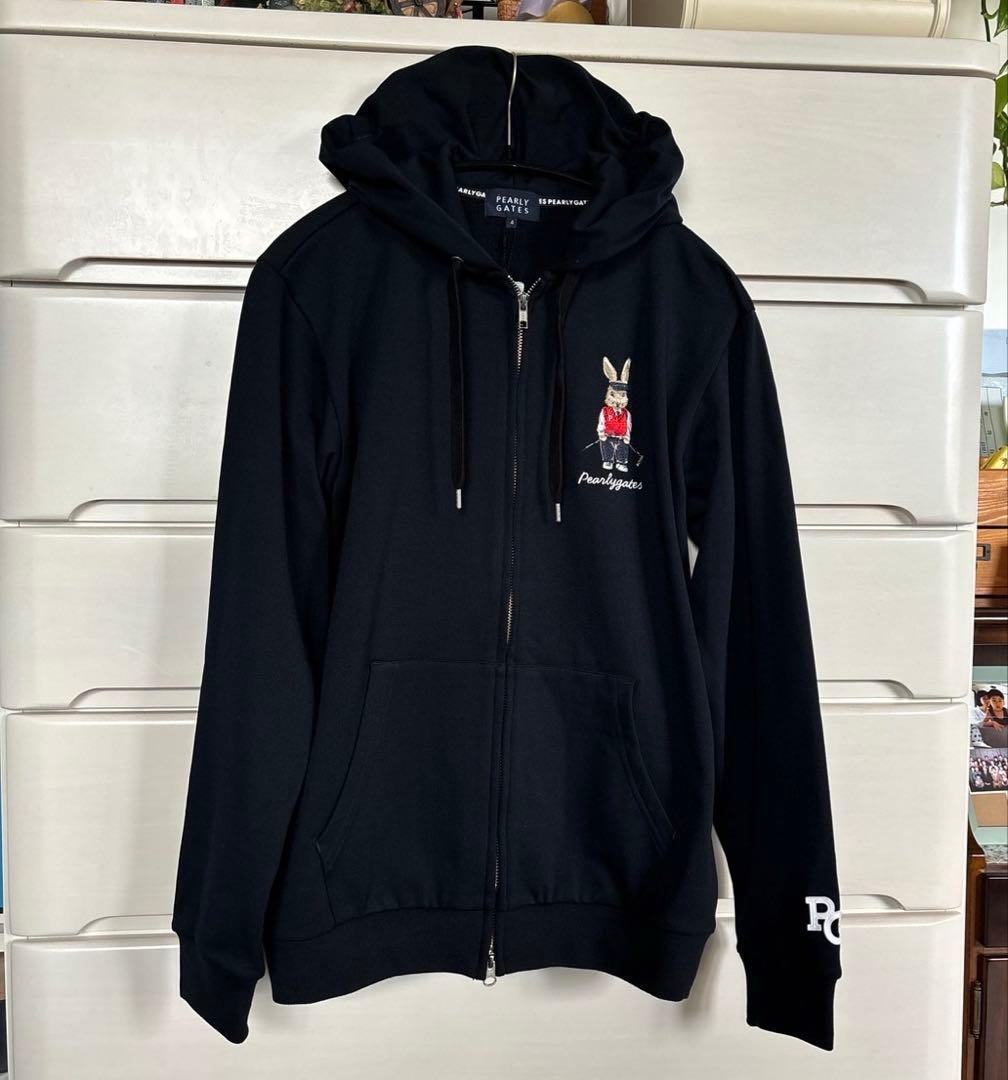 TOPスパン裏毛ウサギワッペン濃紺パーカーサイズ4