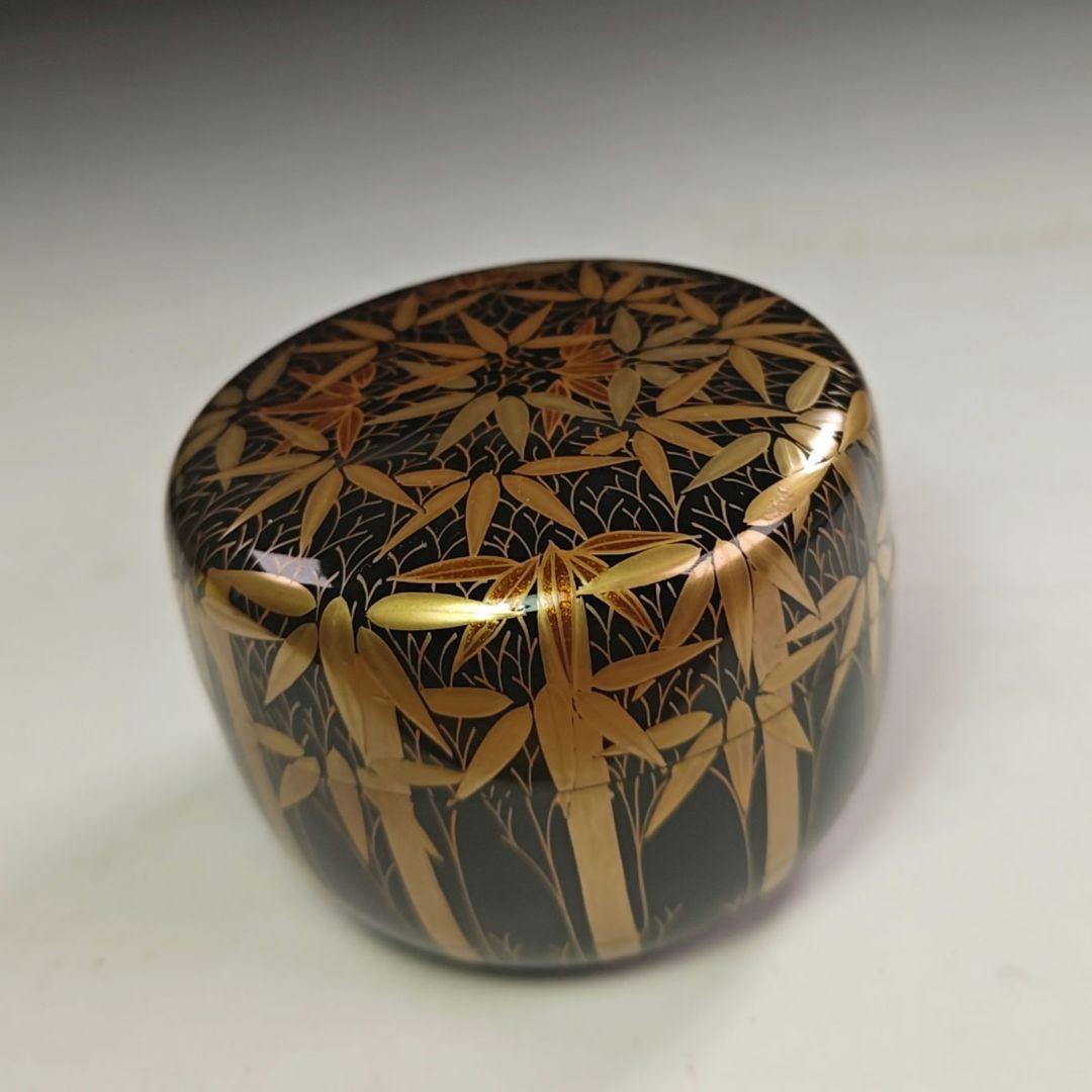 ウ224 棗『村田宗寛作』『輪島塗　総竹林　平棗　共箱』漆塗　金蒔絵　茶道具