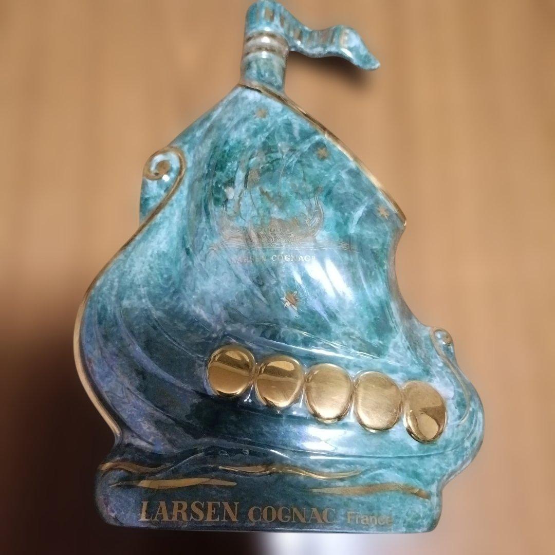 値下げ　未開栓古酒ラーセン ヴァイキングシップ スカイブルー青 陶瓶コニャック