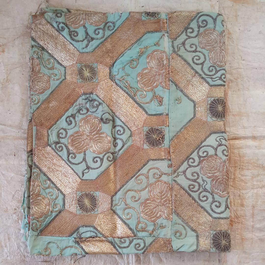 総金駒刺繍　打敷　内敷　総刺繍　仏教美術　地歌舞伎　歌舞伎　襤褸　骨董　古布