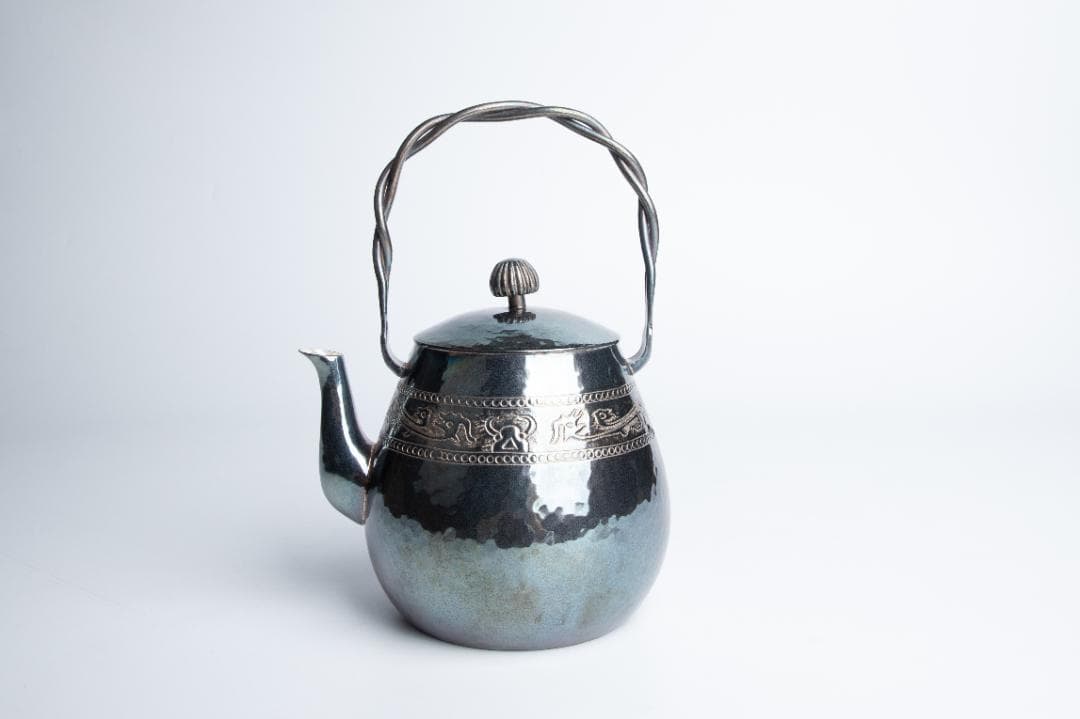 純銀製 饕餮文 湯沸 銀瓶 煎茶道具