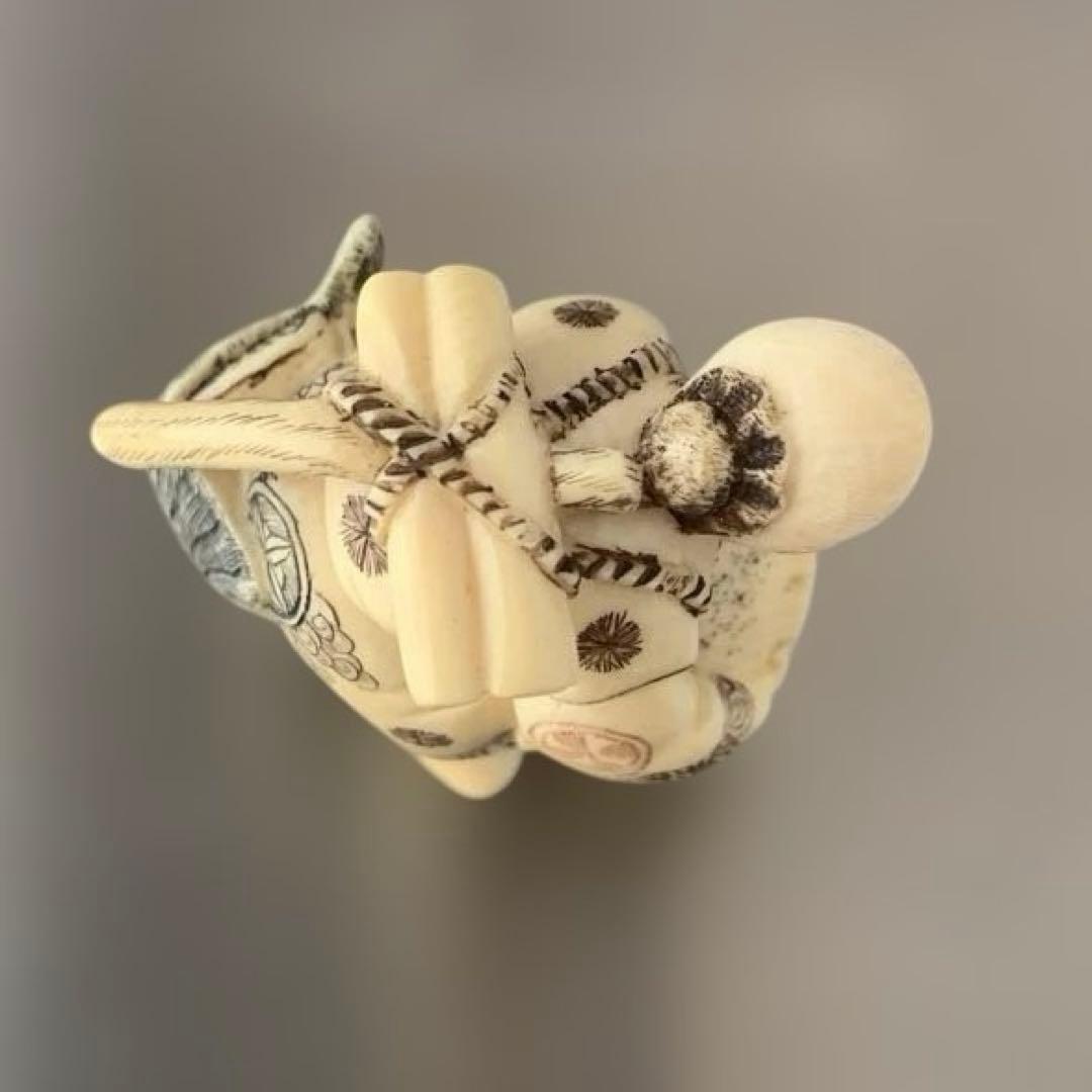 時代物 置物 魚にまたがる人物