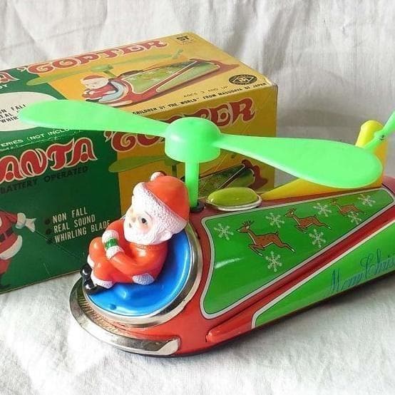 サンタヘリコプター １９６０年代　増田屋 日本製 ブリキ　オモチャ　クリスマス