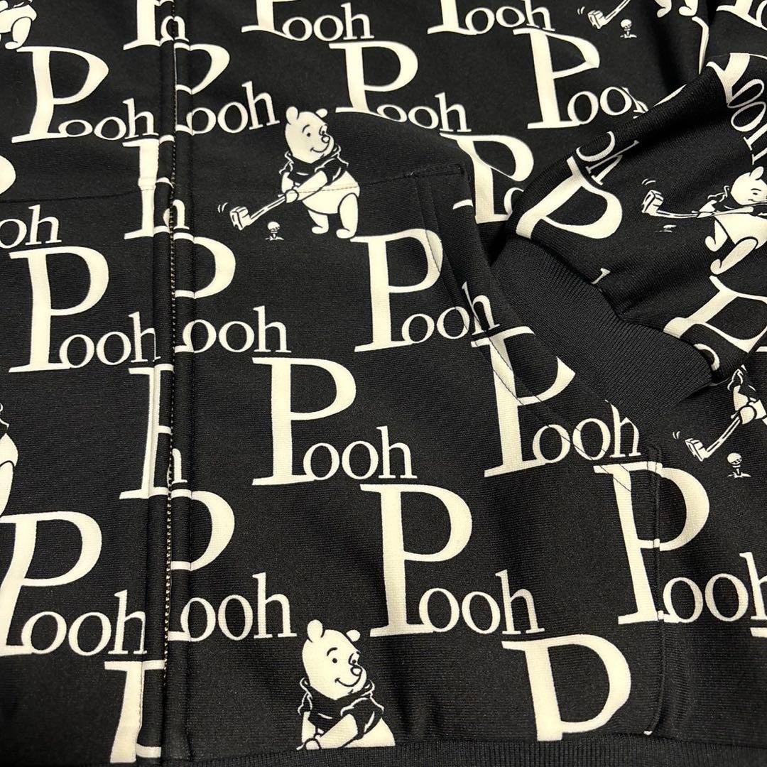 パーリーゲイツPGプーさんロゴプリント裏起毛パーカーブラックサイズ1