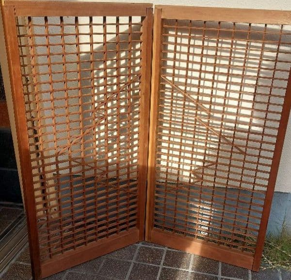 ★骨董品　古民具　木製格子屏風2