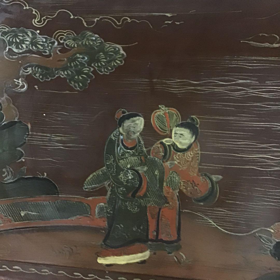 支那人遊庭図　香炉台　花台　　清朝期