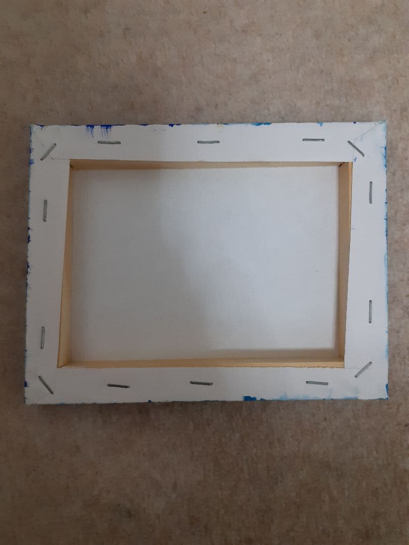 青だらけの花の作品　F0号作品　最新作！　画家　小楠アキコ作品　アクリル絵の具