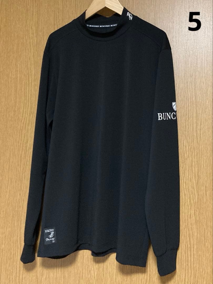 バンクレイ BUNCUREY ゴルフ ウエア モックネック 長袖 黒 シャツ 5