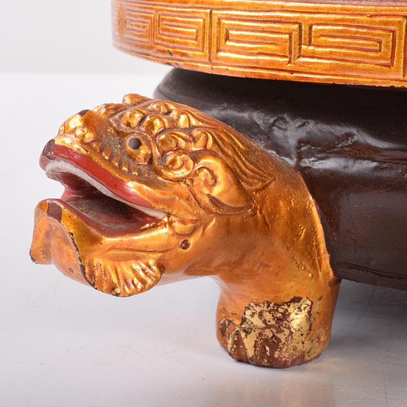 中国　玉石彫　彩色鍍金　神獣　大香炉　重さ約14㎏ V 4108C