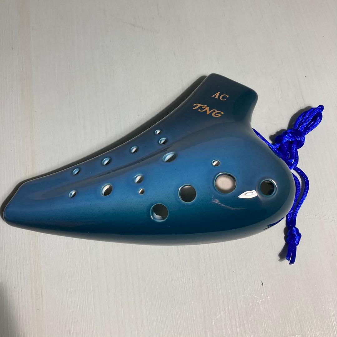 【新品未使用】TNGオカリナ ダブル アルト C管 グラデーションブルー 青