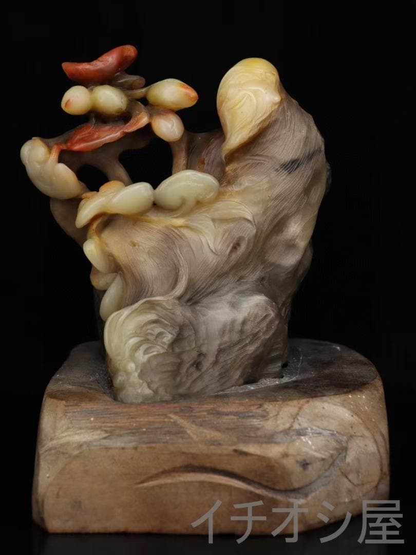 中国古美術 寿山石紅芙蓉石彫 寿星随形印材 印章置物 手彫精緻 文房 印鑑 開運