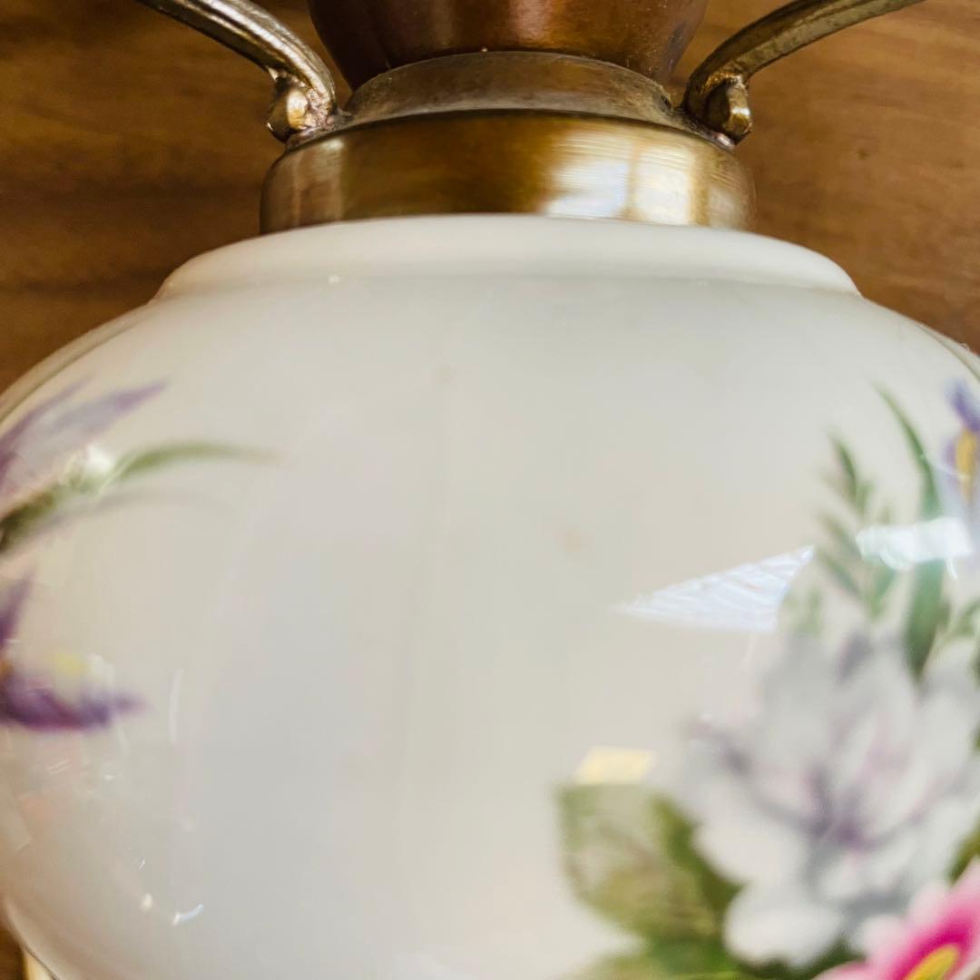 アンティーク テーブルランプ 卓上ランプ 乳白ガラス レトロ インテリア 花柄