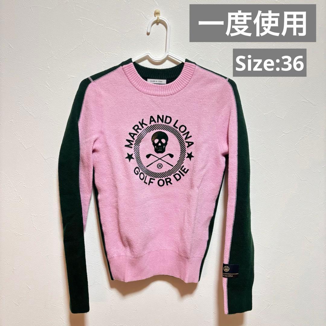 『美品』MARK & LONA ゴルフセーター ピンク&深緑
