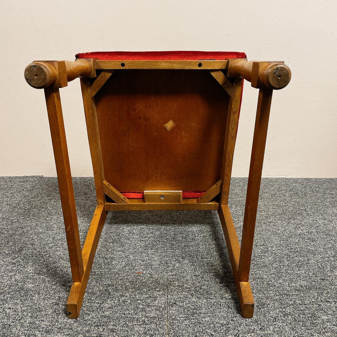 美品　浜本工芸　レトロ　アンティーク 木製チェア 赤