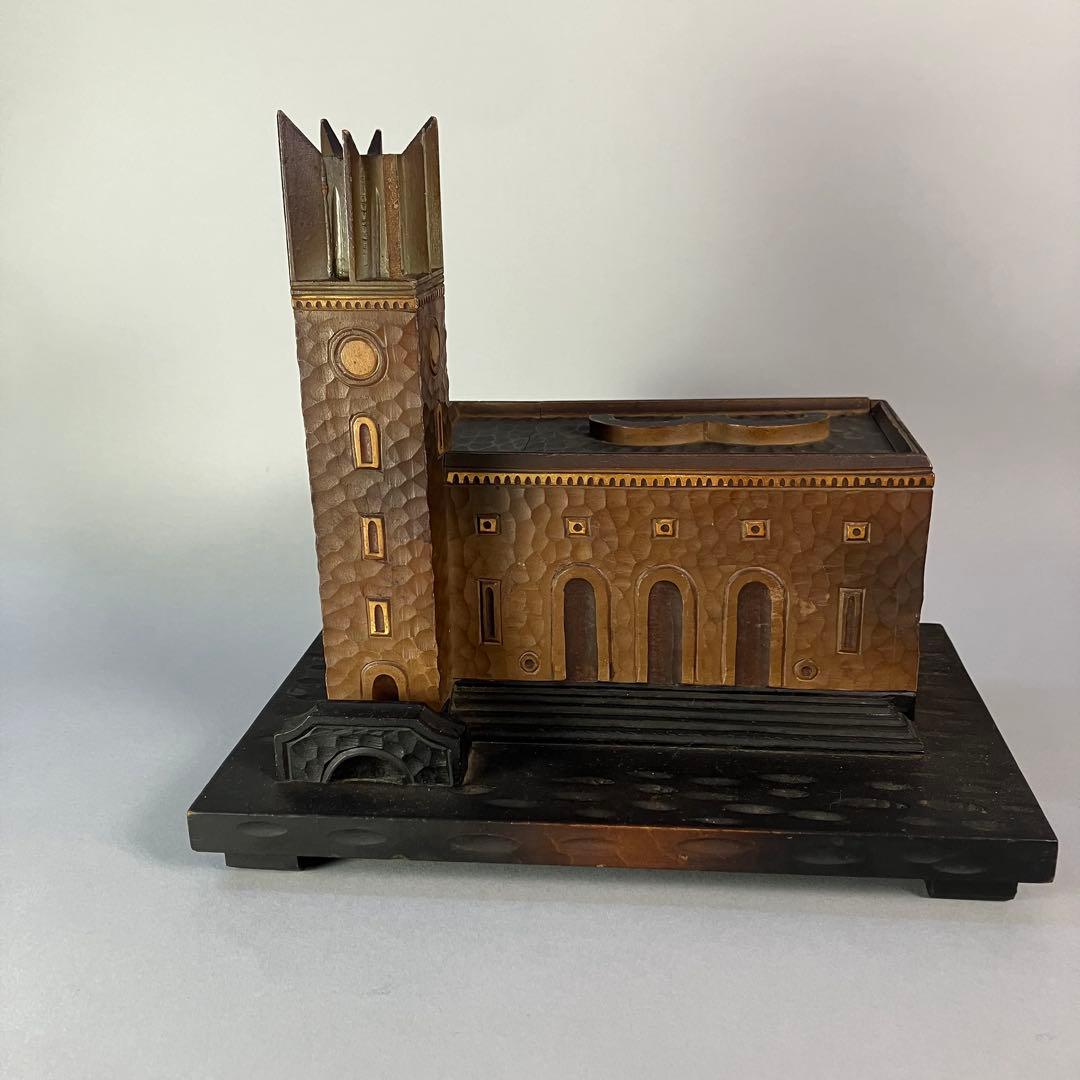 早稲田大学卒業記念 大隈講堂 木彫 アクセサリーボックス オルゴール