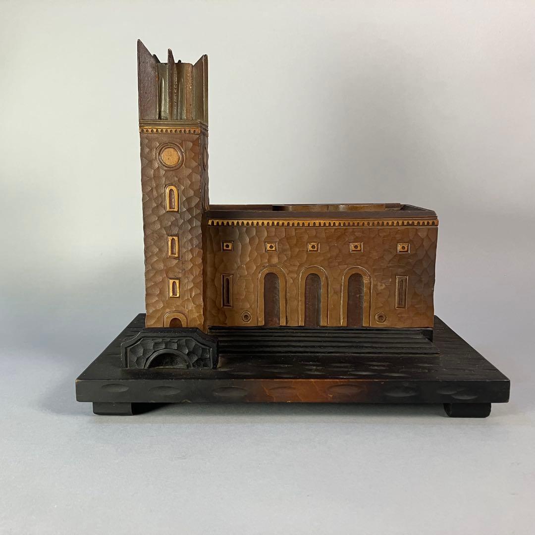 早稲田大学卒業記念 大隈講堂 木彫 アクセサリーボックス オルゴール
