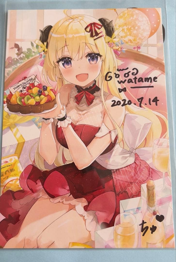 hololive 角巻わため 2020 直筆サイン入りポストカード 誕生日記念