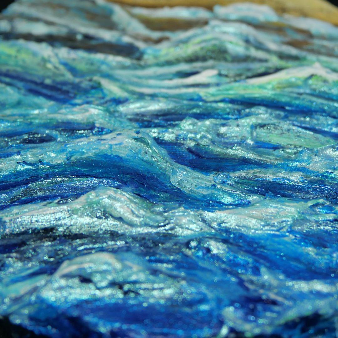 油絵 油彩 油彩画 絵画 絵 変形キャンバス【砂浜の波】