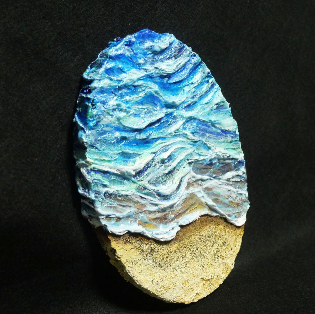 油絵 油彩 油彩画 絵画 絵 変形キャンバス【砂浜の波】