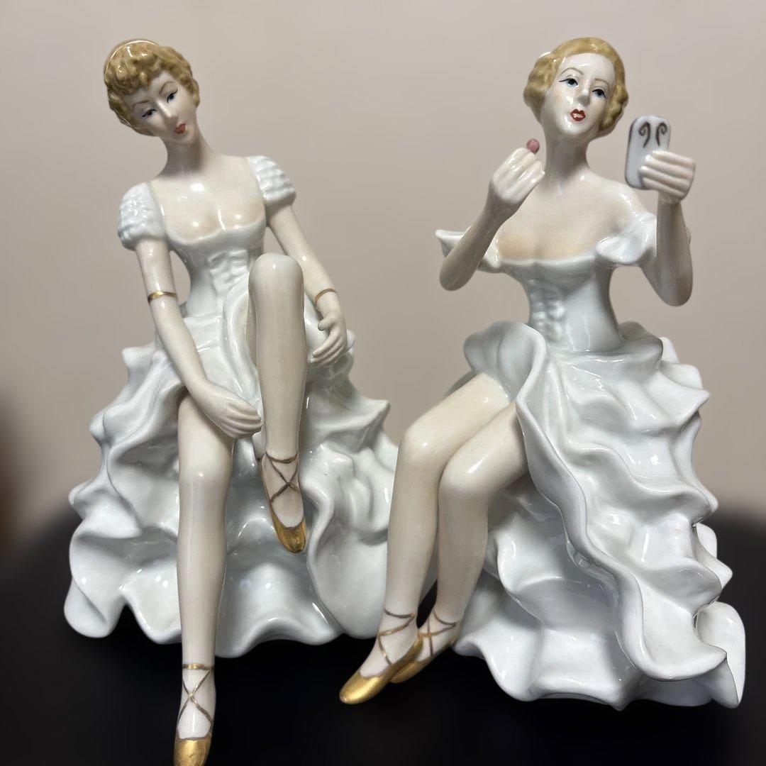 ドイツWallendorfウォーレンドルフ★バレリーナ人形置物陶器像2体セット